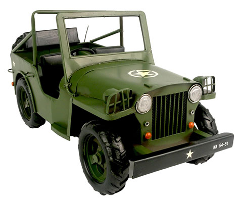 Old Repro Tin Plate Army Car - Click Image to Close